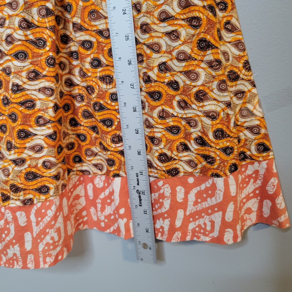 Old Navy Paisley Smocked Boho Cotton Sundress Womens Size M Orange Strappy Batik - Picture 7 of 8